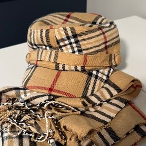 Plaid Bucket Hat and Scarf Set
